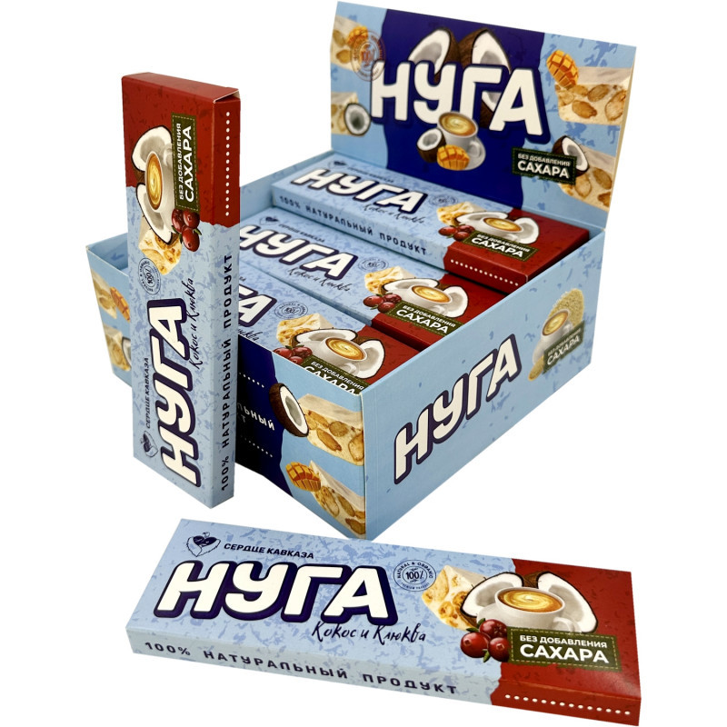 Сердце Кавказа Нуга Кокос и Клюква 50гр 1/15